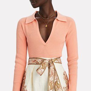 INTERMIX Nina Rib Knit Polo Top